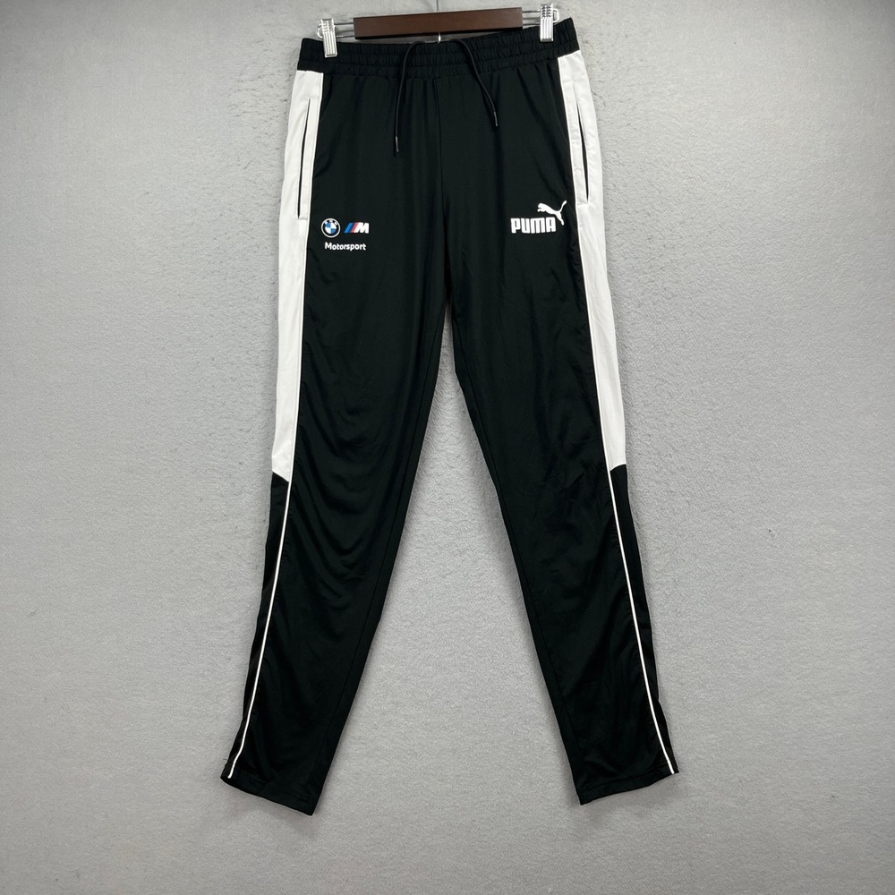 Puma BMW Motorsport Track Pants Mens Medium Black White Racing Athletic Joggers